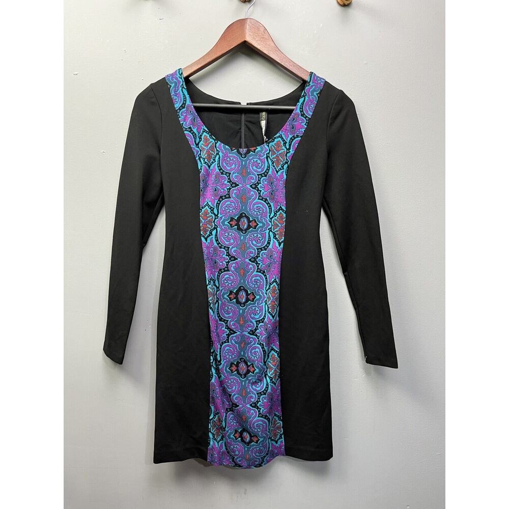 Plenty By‎ Tracy Reese Dress Womens 0 Black fitted Body Con knit dress Paisley